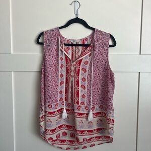 💛Buy two, get one💛 Q&A Red and Purple Floral Blouse